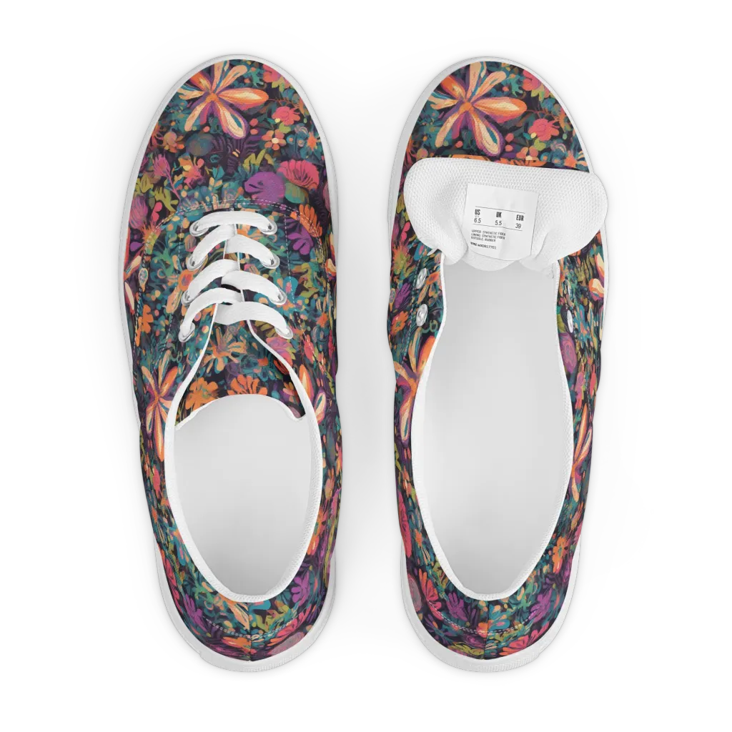 Electric Herbarium on Men's Lace-Up Canvas Shoes — Front