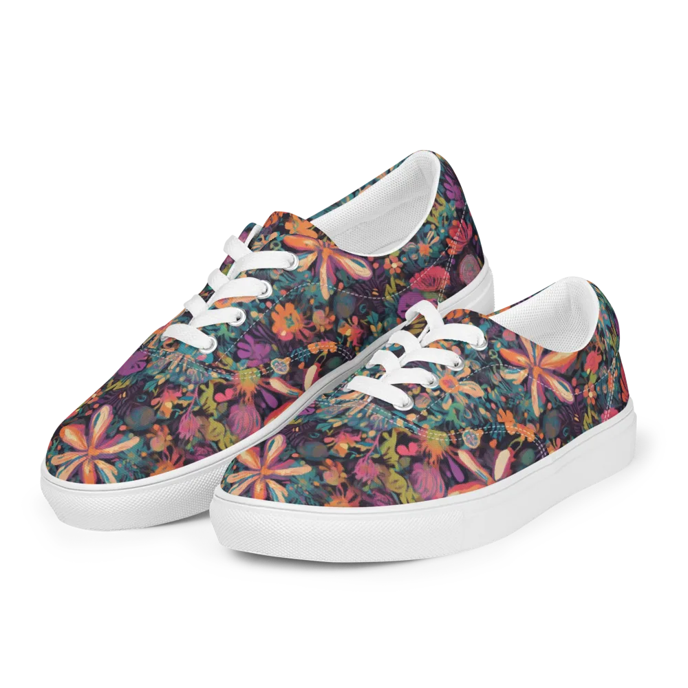 Electric Herbarium on Men's Lace-Up Canvas Shoes — Left Front