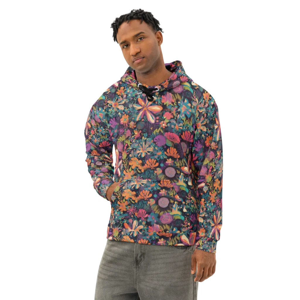 Electric Herbarium on Cotton Hoodie — Left Front
