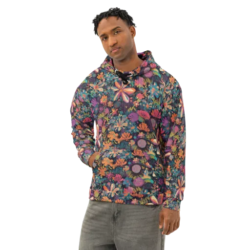 Electric Herbarium on a Cotton Hoodie