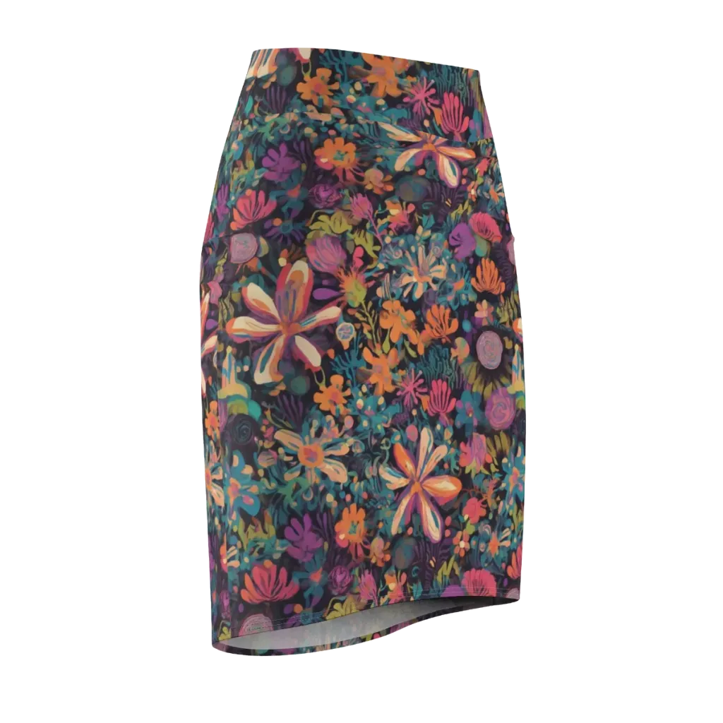 Electric Herbarium on Pencil Skirt — Front Side