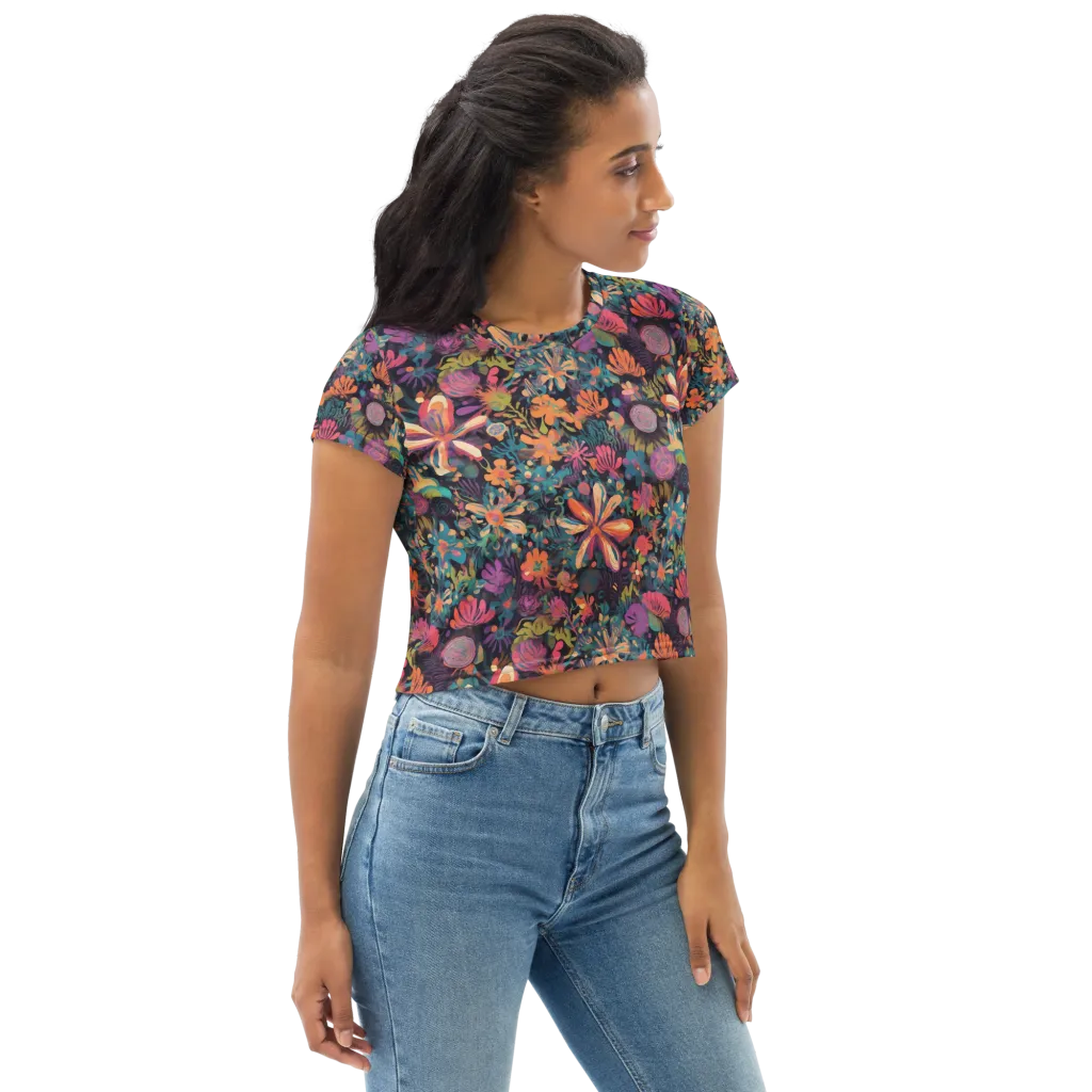 Electric Herbarium on Crop Tee — Right Front