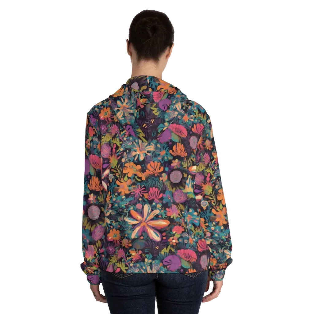 Electric Herbarium on Women's Full-Zip Hoodie — Back On Person
