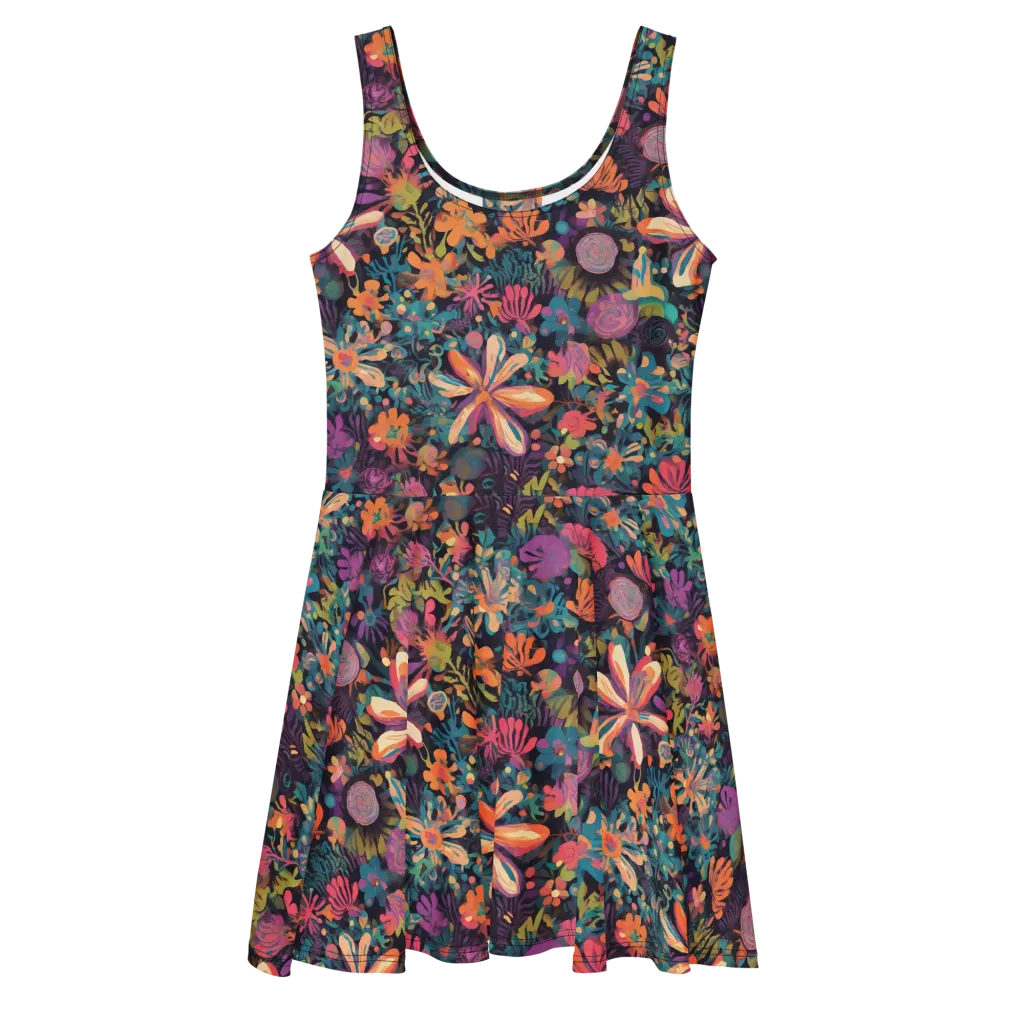 Electric Herbarium on Skater Dress — Front