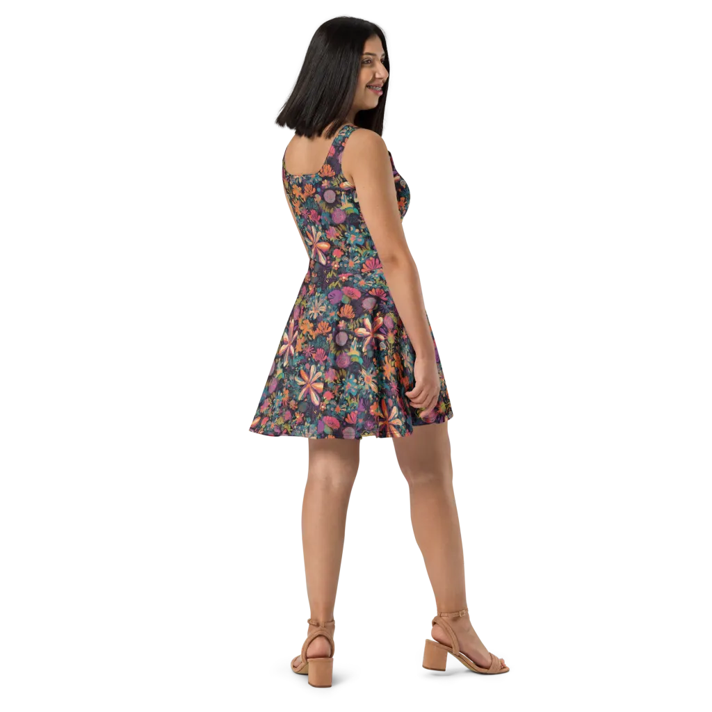 Electric Herbarium on Skater Dress — Right