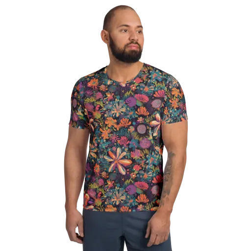 Electric Herbarium on a Men's Athletic T-Shirt