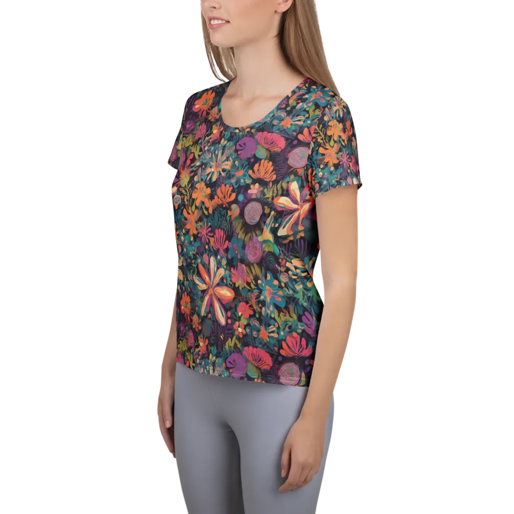 Electric Herbarium on Women's Athletic T-Shirt — Left