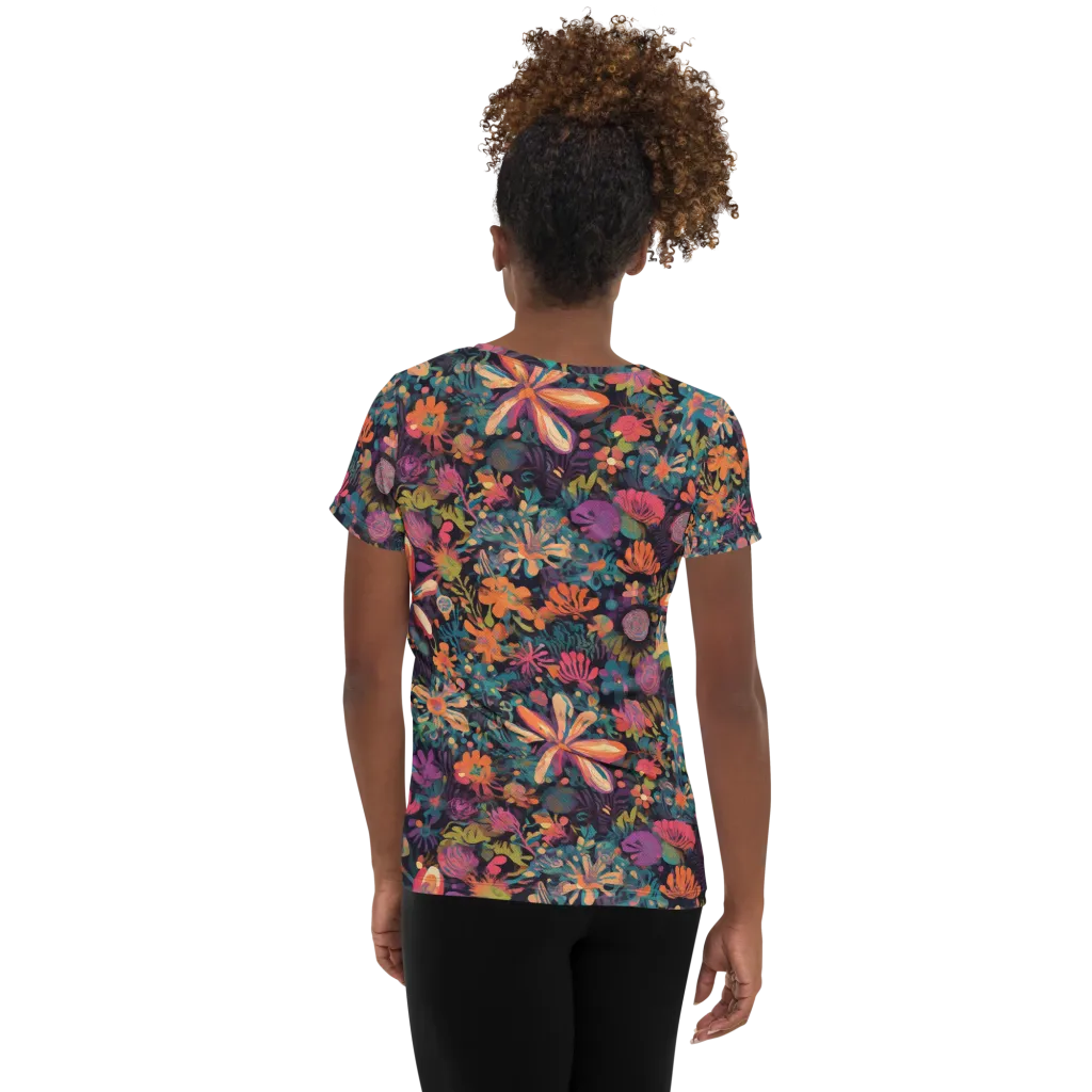 Electric Herbarium on Women's Athletic T-Shirt — Back