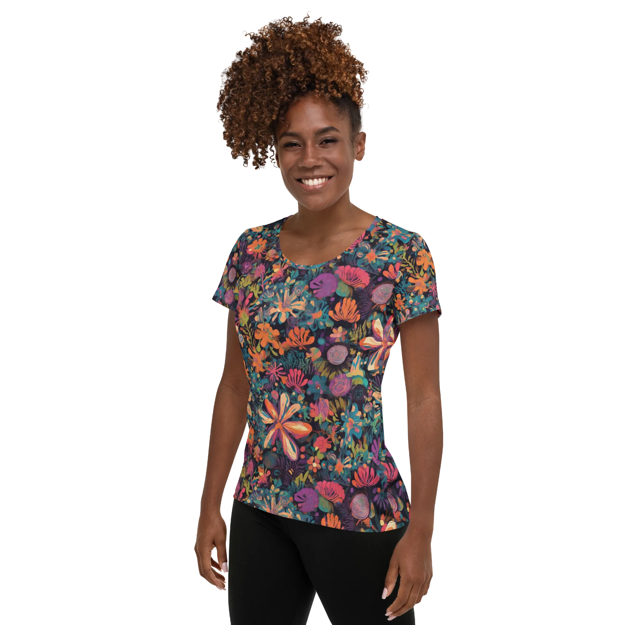 Electric Herbarium on Women's Athletic T-Shirt — Left