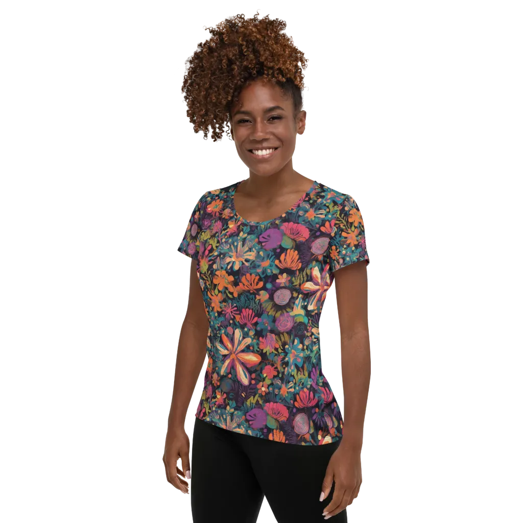 Electric Herbarium on Women's Athletic T-Shirt — Left
