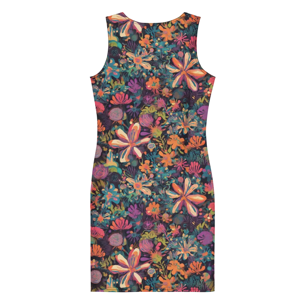 Electric Herbarium on Bodycon Dress — Back