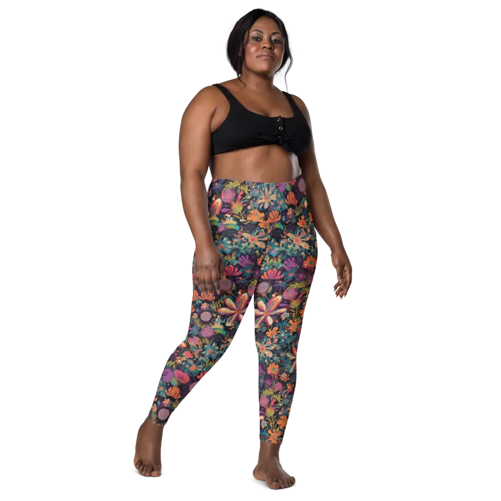 Electric Herbarium on Leggings with Pockets — Front