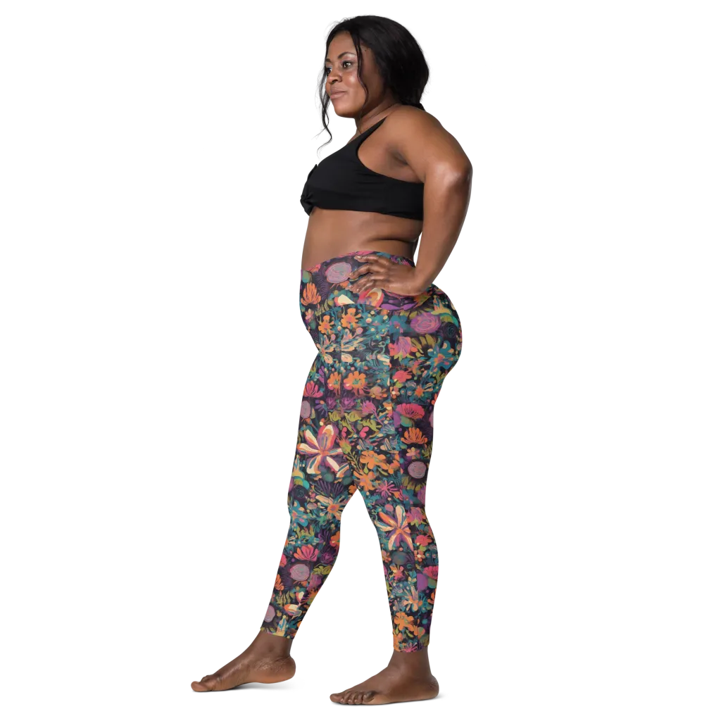 Electric Herbarium on Leggings with Pockets — Left