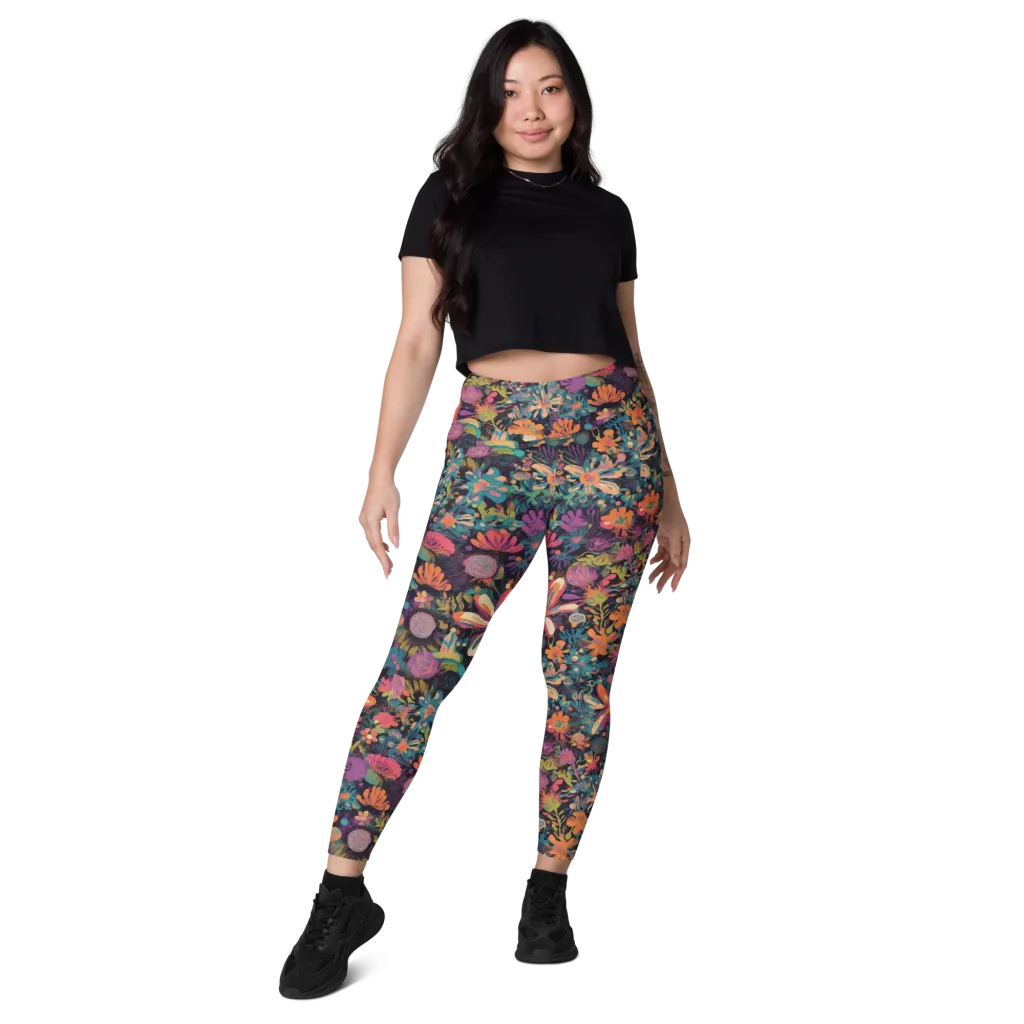 Electric Herbarium on Leggings with Pockets — Front