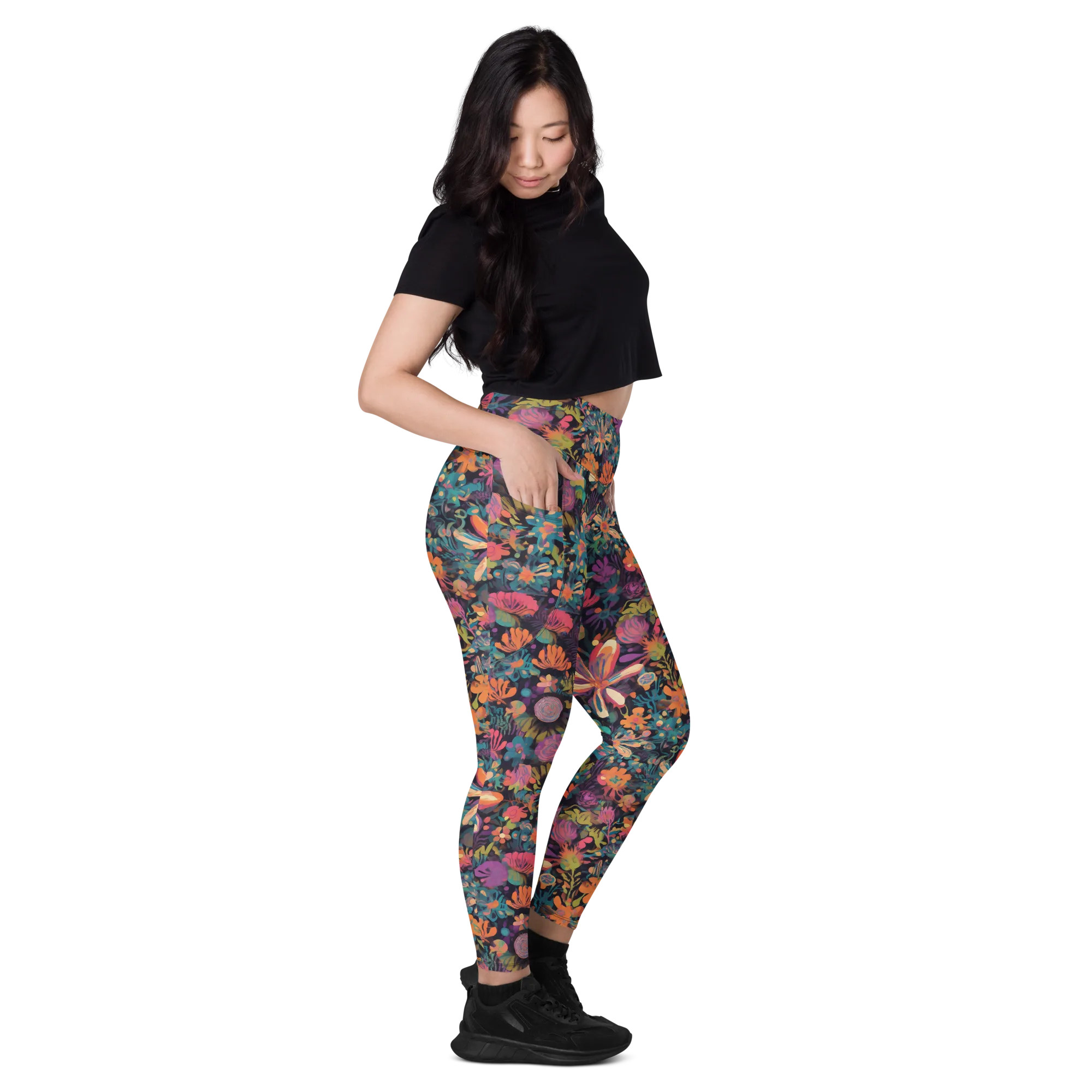 Electric Herbarium on Leggings with Pockets — Right
