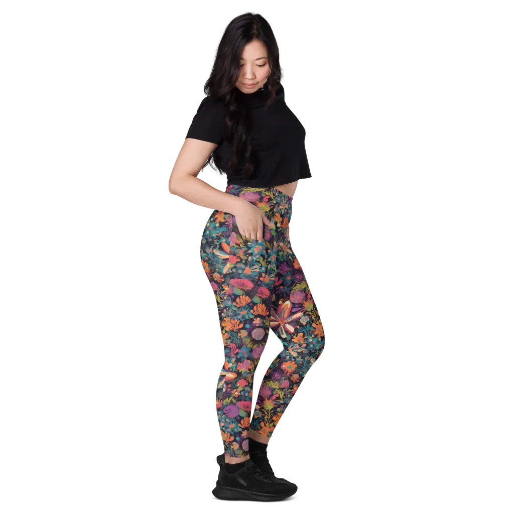 Electric Herbarium on Leggings with Pockets — Right