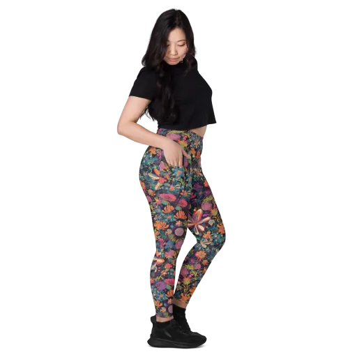 Electric Herbarium on a Leggings with Pockets