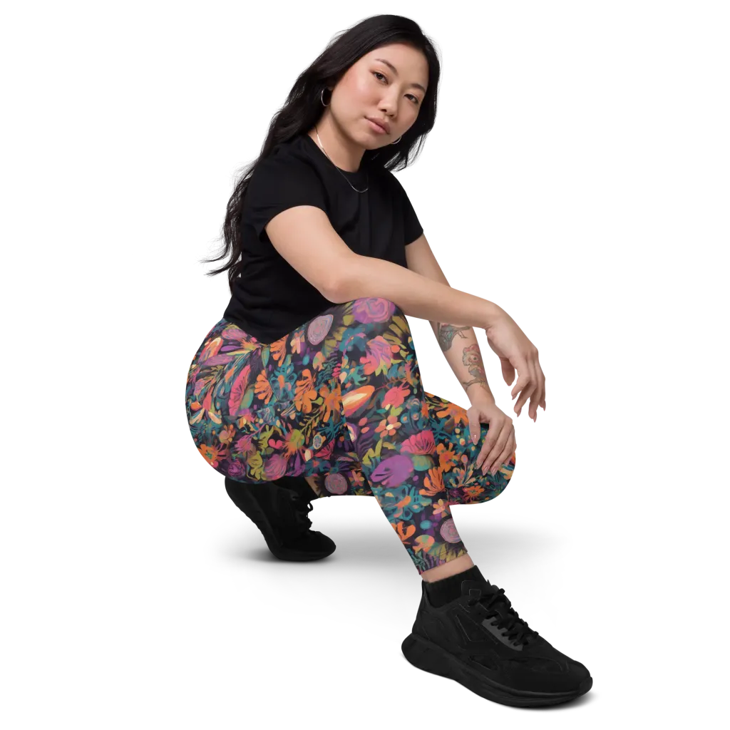 Electric Herbarium on Leggings with Pockets — Right Front
