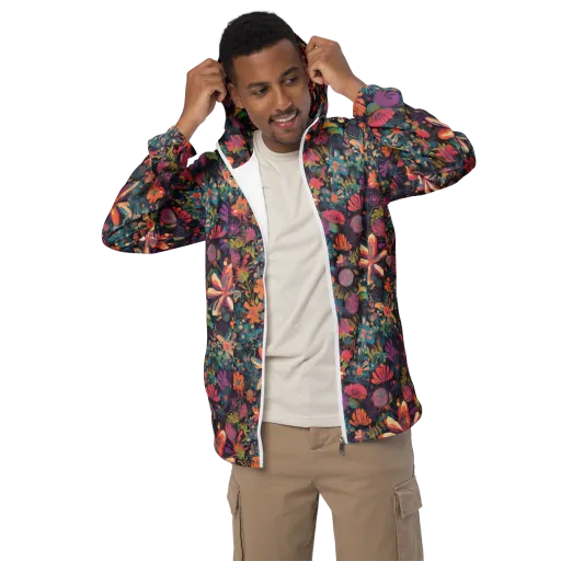 Electric Herbarium on a Men's Windbreaker
