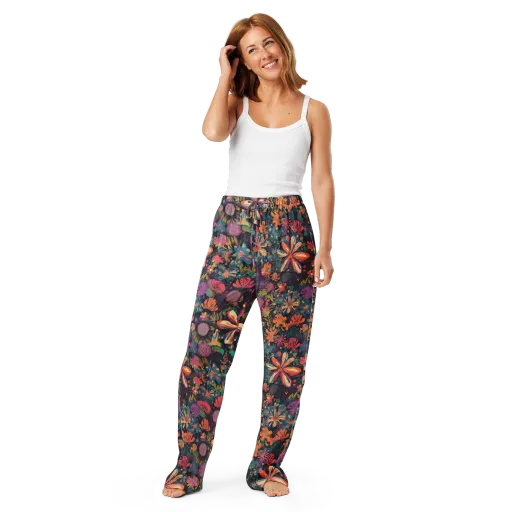 Electric Herbarium on a Women's Pajama Pants