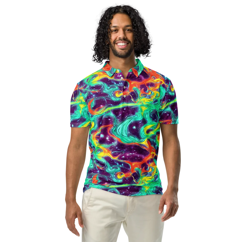 Astral Afterglow on Men's Slim Fit Polo Shirt — Front