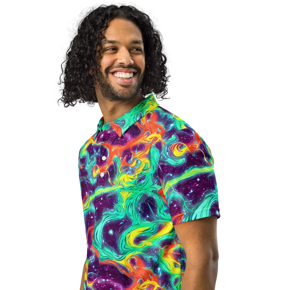 Astral Afterglow on Men's Slim Fit Polo Shirt — Left Front