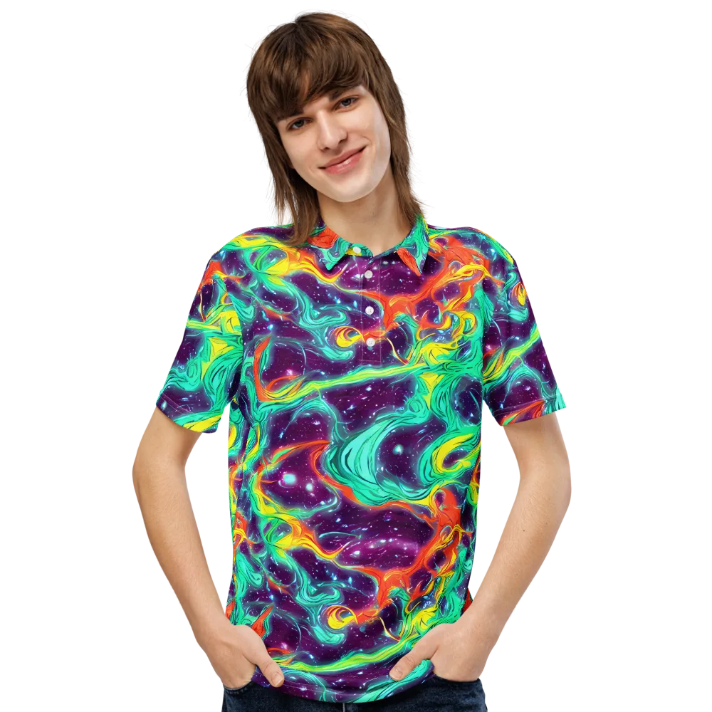 Astral Afterglow on Men's Slim Fit Polo Shirt — Front