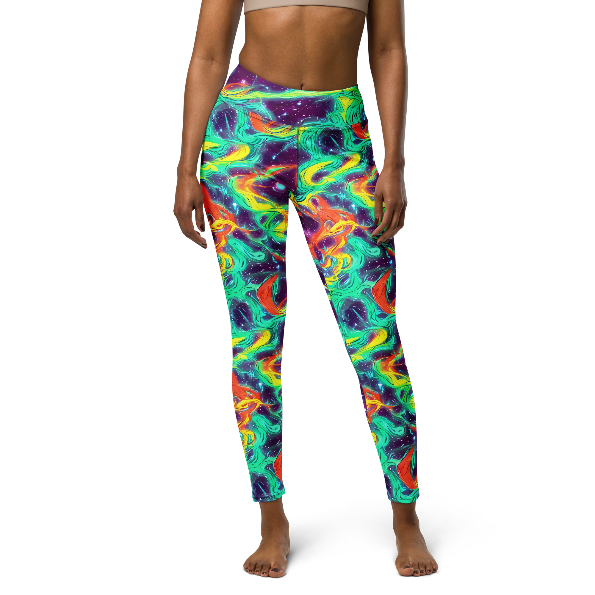 Astral Afterglow on Yoga Leggings — Front