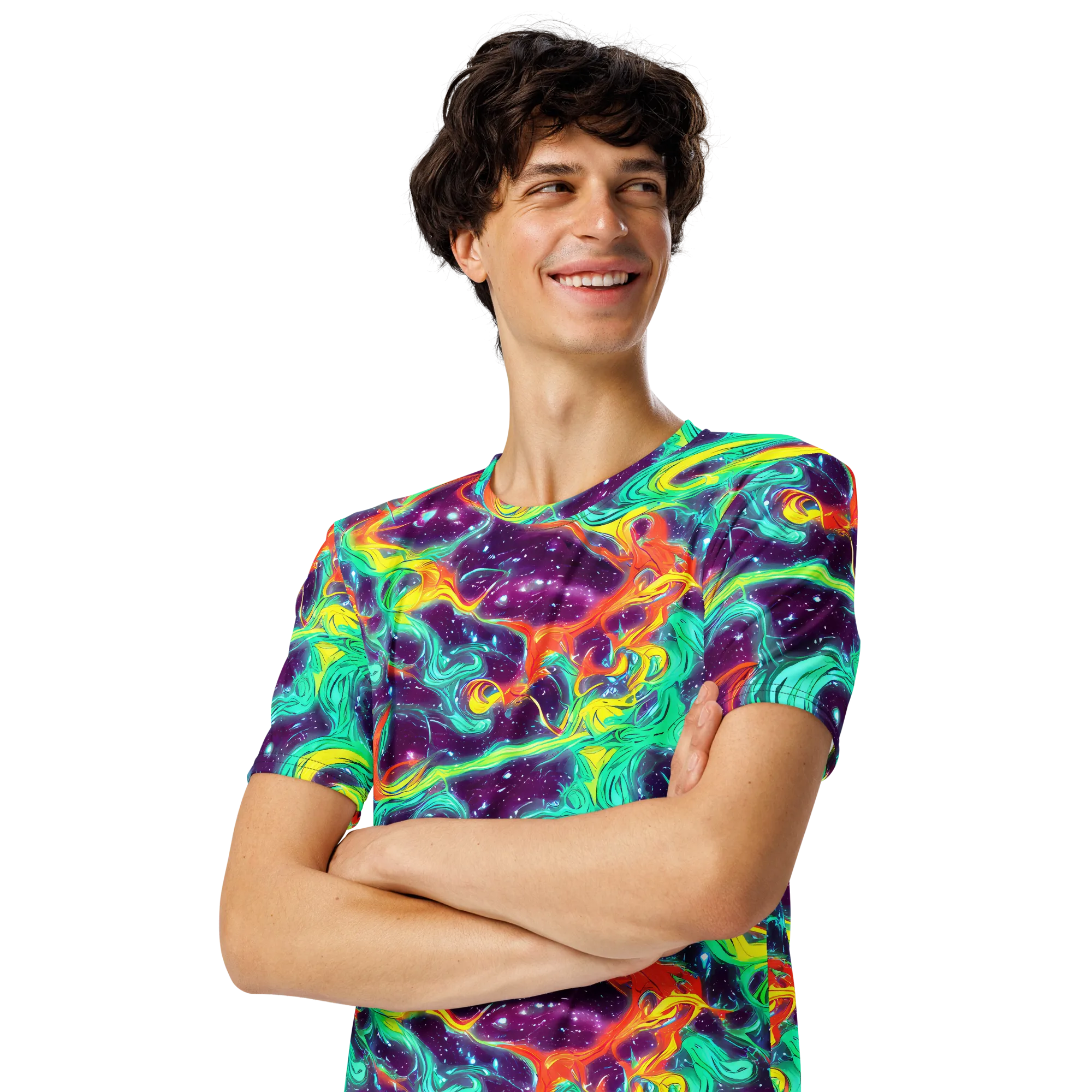 Astral Afterglow on Men's Crew Neck T-Shirt — Left Front