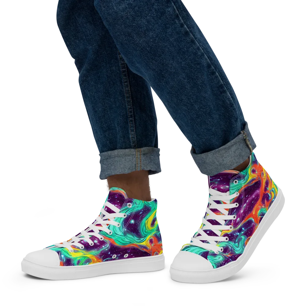 Astral Afterglow on Men's High Top Canvas Shoes — Left
