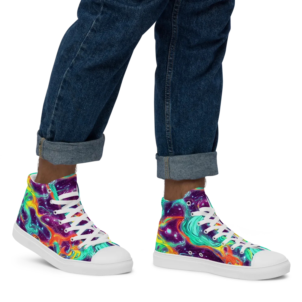 Astral Afterglow on Men's High Top Canvas Shoes — Right