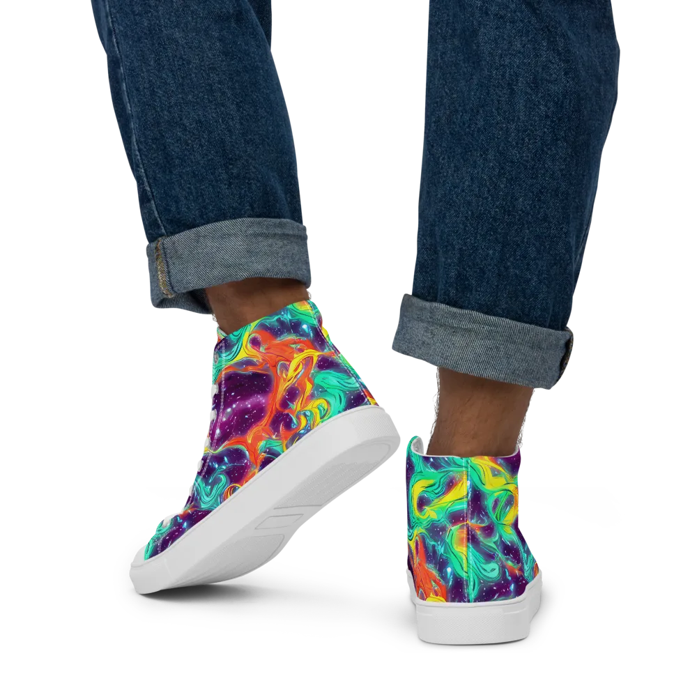 Astral Afterglow on Men's High Top Canvas Shoes — Back