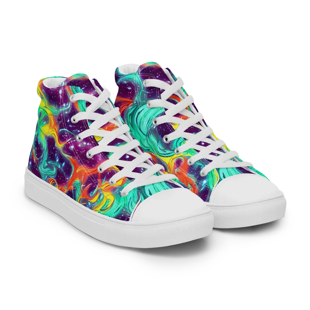 Astral Afterglow on Women's High Top Canvas Shoes — Right Front