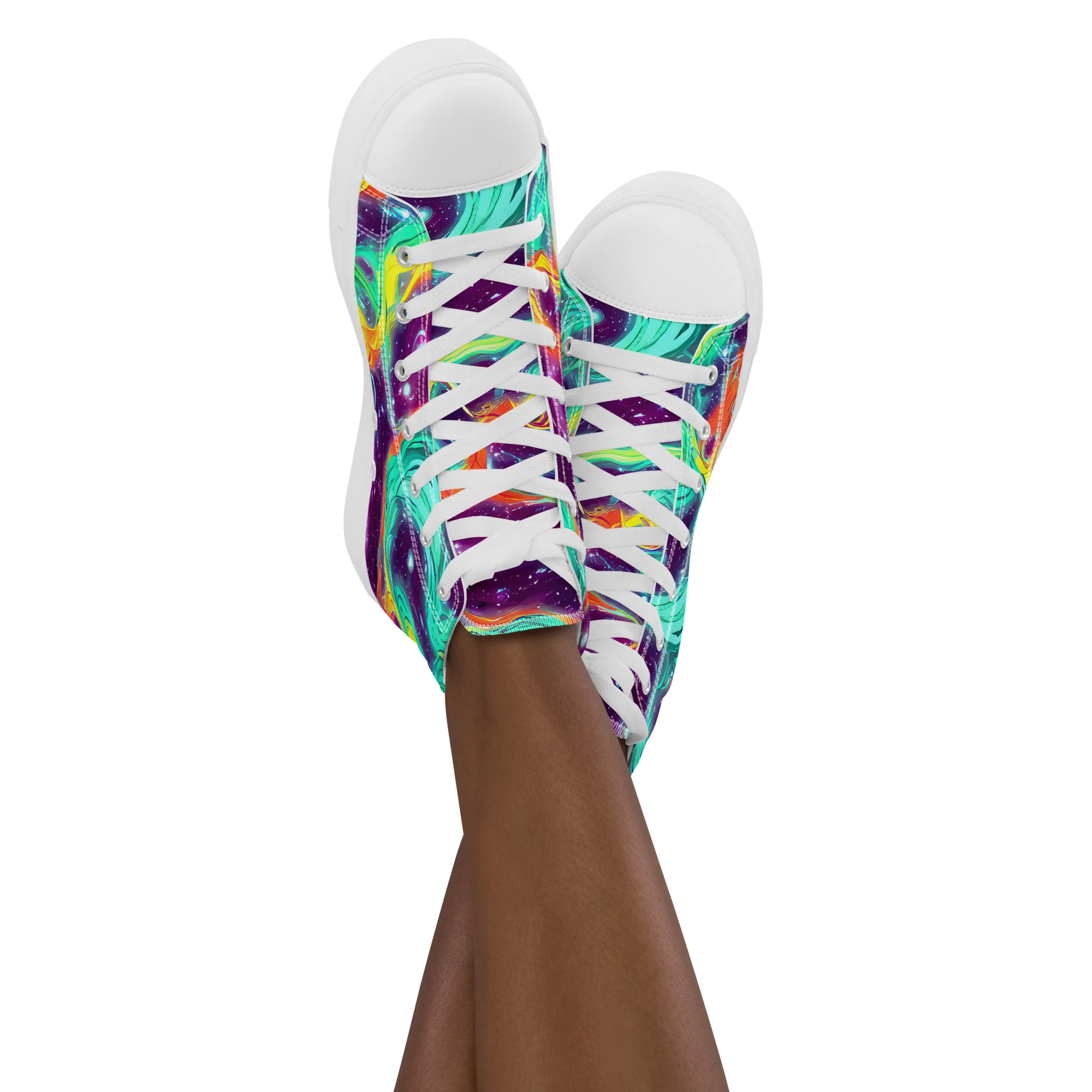 Astral Afterglow on Women's High Top Canvas Shoes — Front