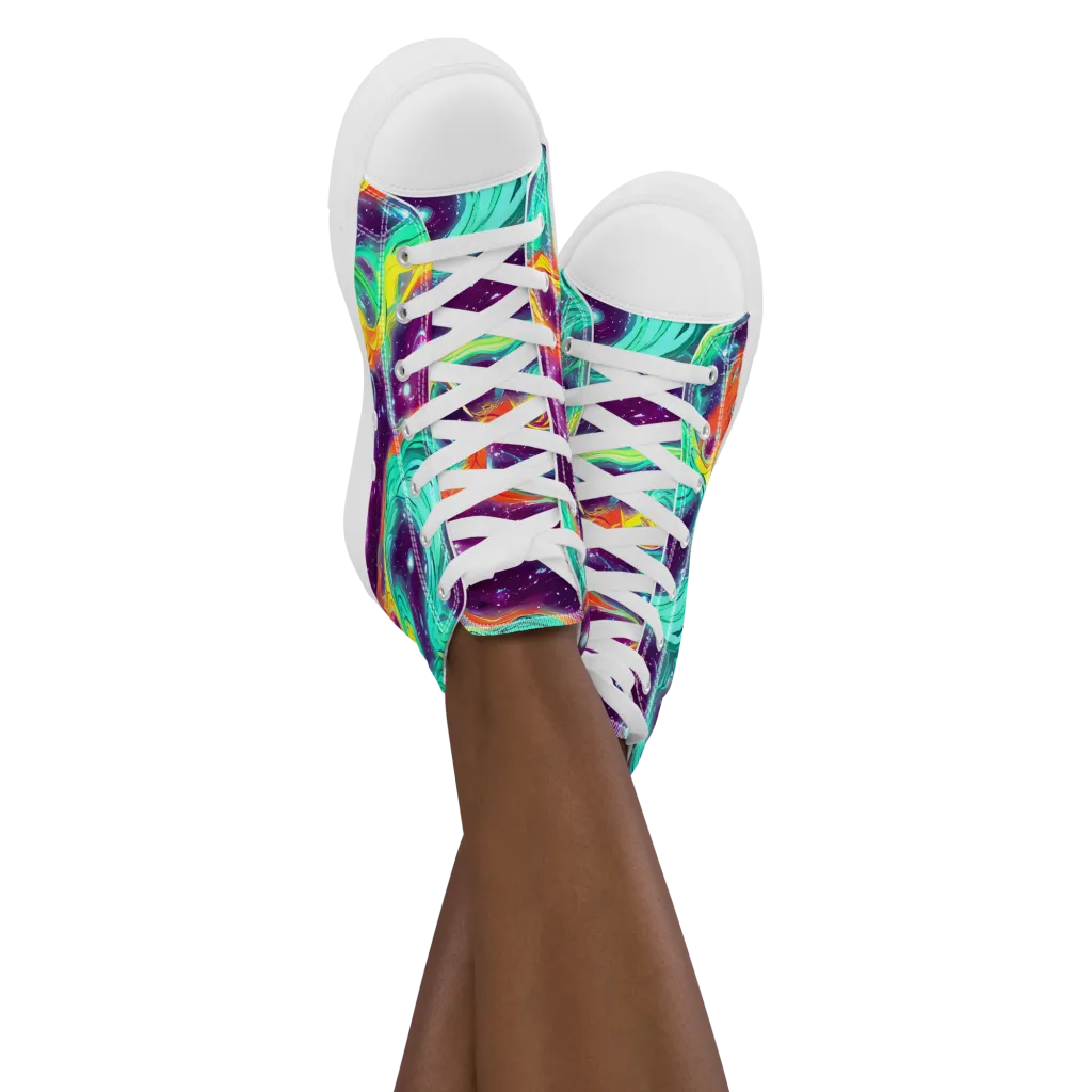 Astral Afterglow on Women's High Top Canvas Shoes — Front