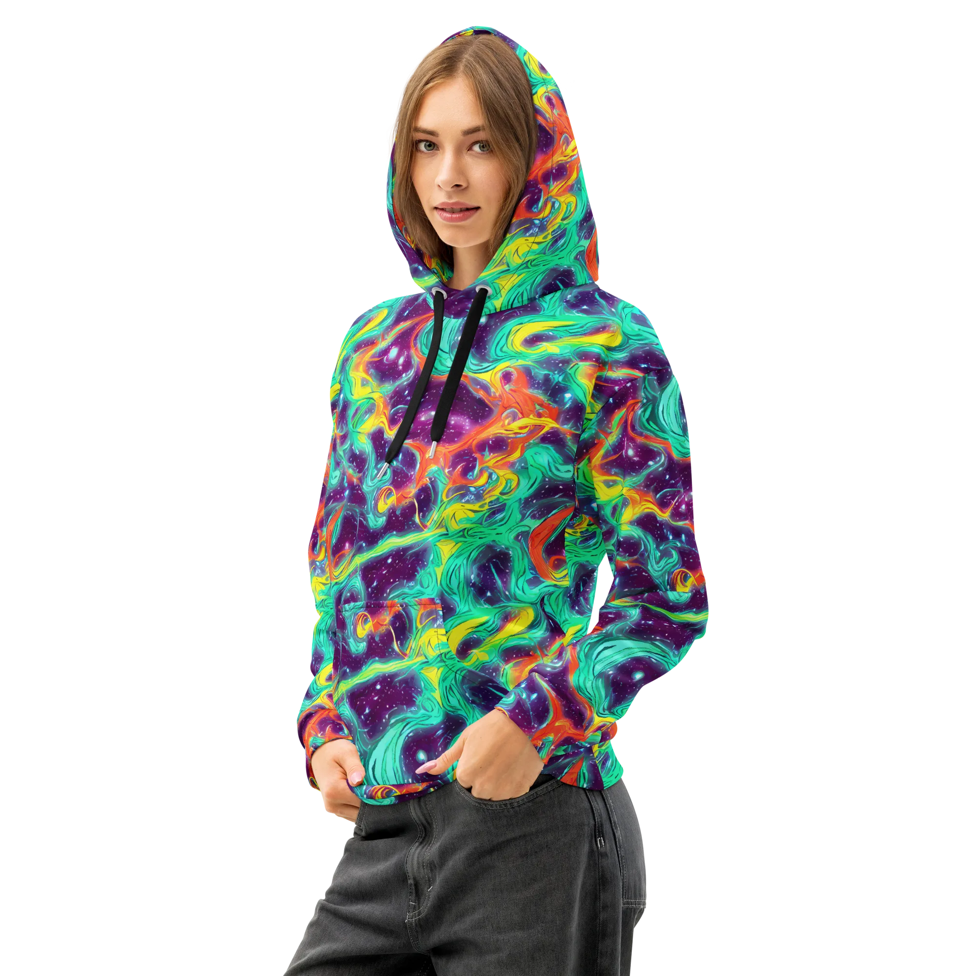 Astral Afterglow on Cotton Hoodie — Left Front