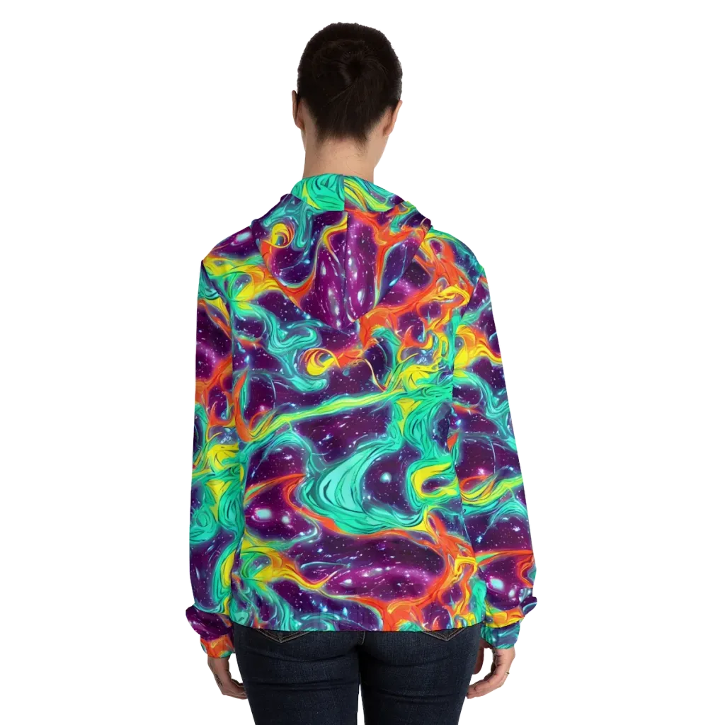 Astral Afterglow on Women's Full-Zip Hoodie — Back On Person