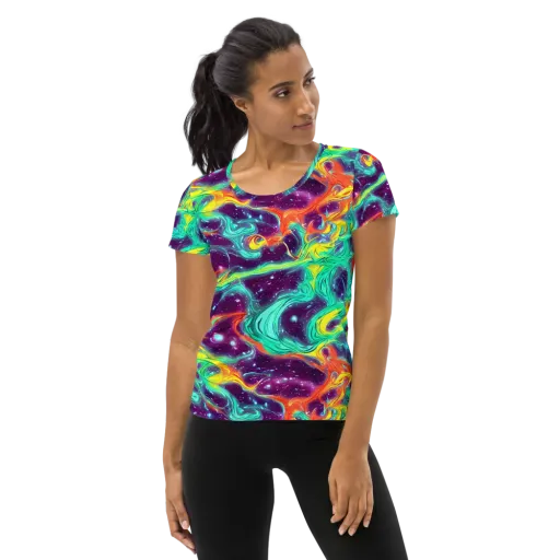 Astral Afterglow on a Women's Athletic T-Shirt