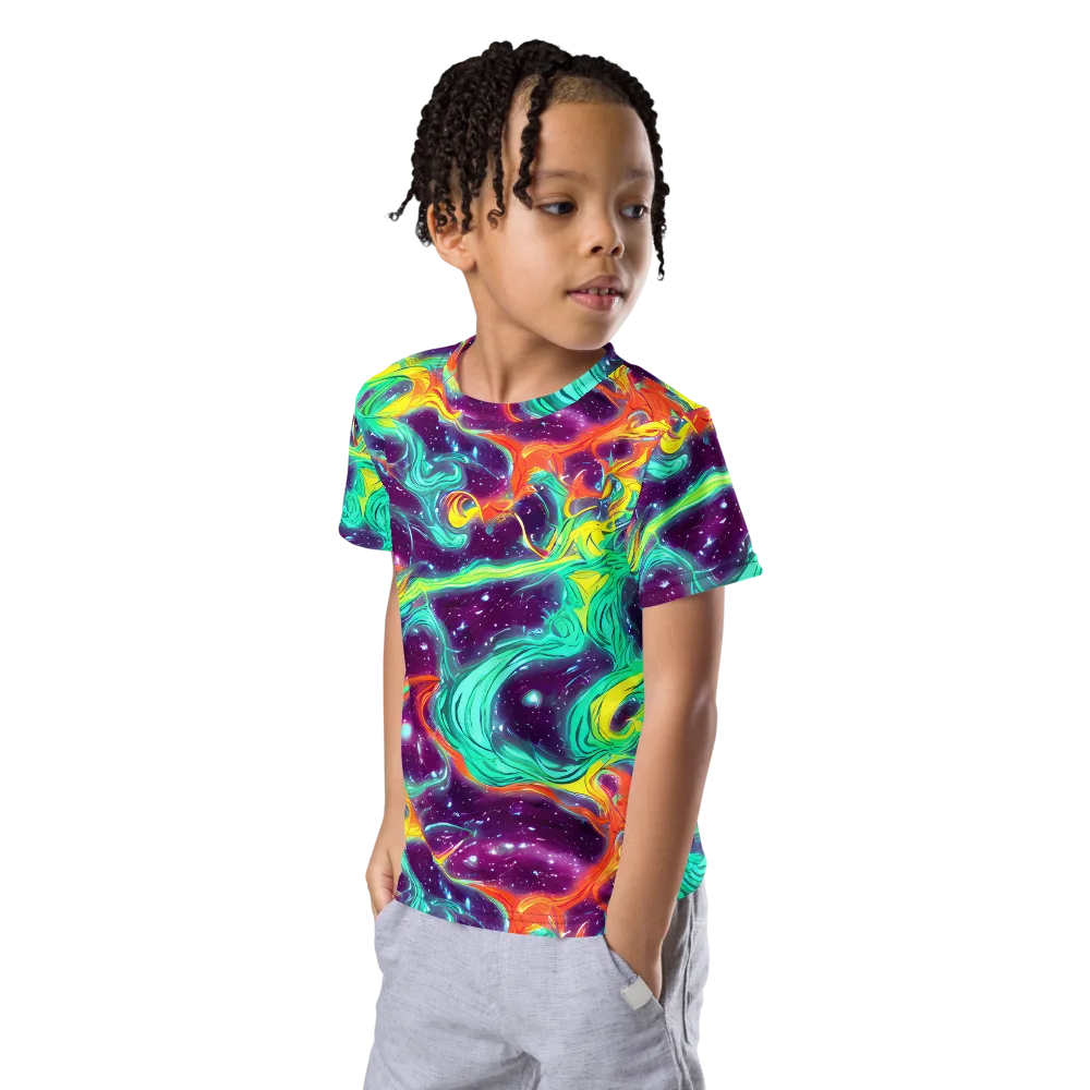 Astral Afterglow on Kids Crew Neck T-Shirt — Left Front