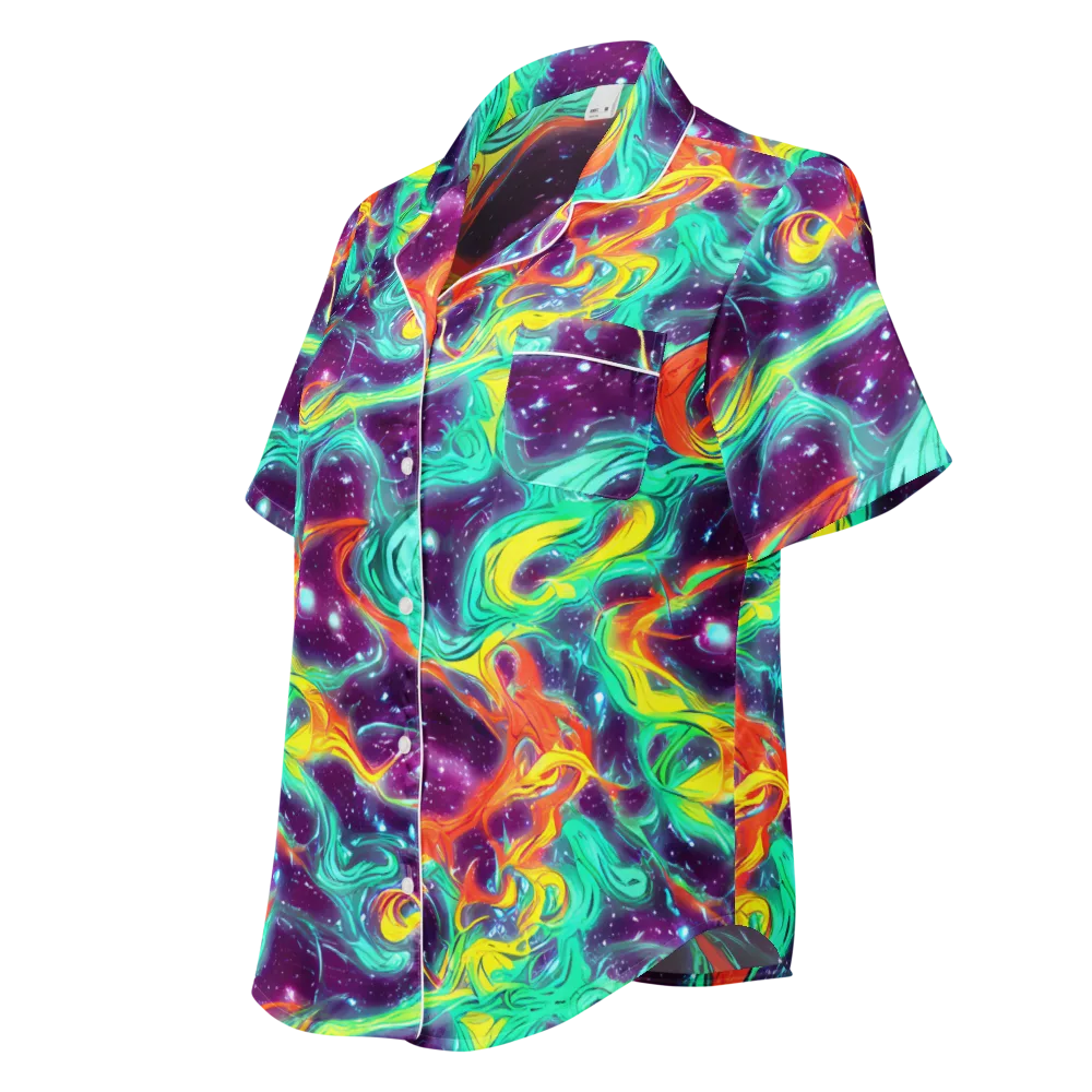 Astral Afterglow on Women's Short Sleeve Pajama Top — Left Front