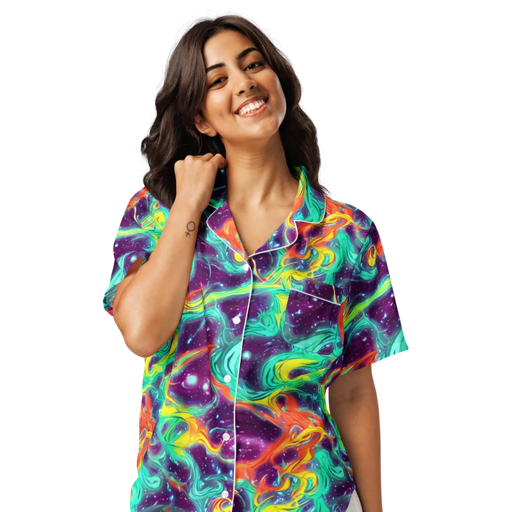 Astral Afterglow on Women's Short Sleeve Pajama Top — Front