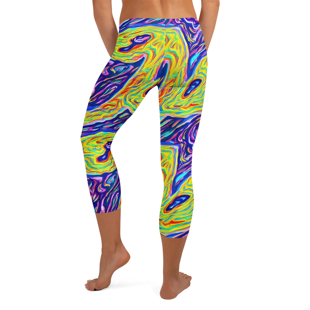 Kaleidoscope Current on Capri Leggings — Back