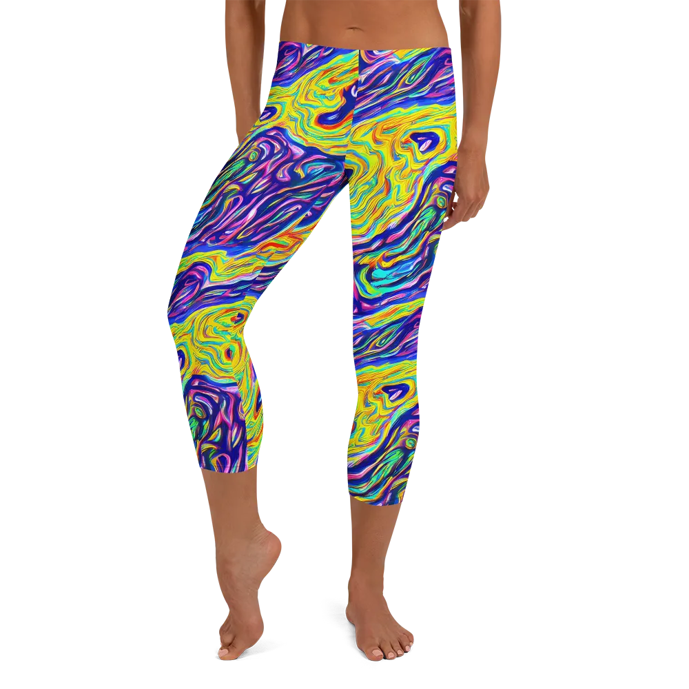 Kaleidoscope Current on Capri Leggings — Front