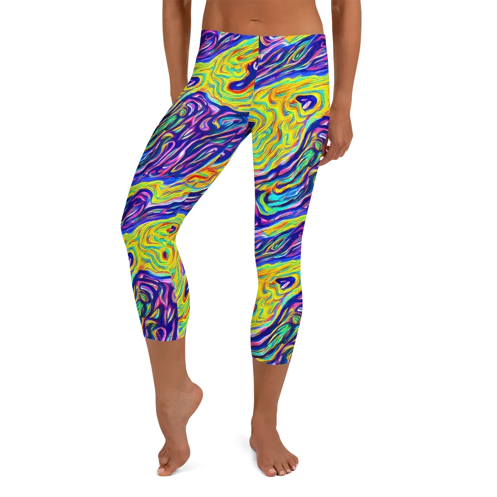Kaleidoscope Current on Capri Leggings — Front