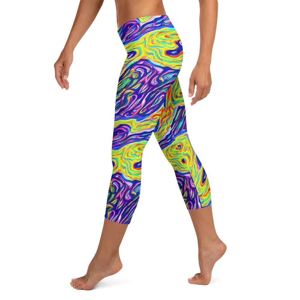 Kaleidoscope Current on Capri Leggings — Left