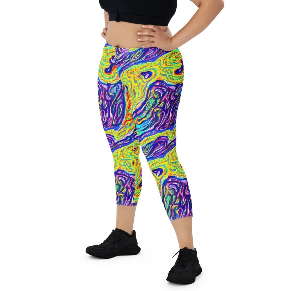 Kaleidoscope Current on Capri Leggings — Front
