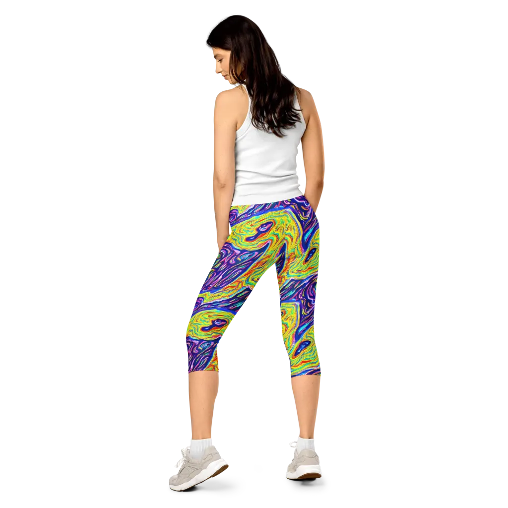 Kaleidoscope Current on Capri Leggings — Back