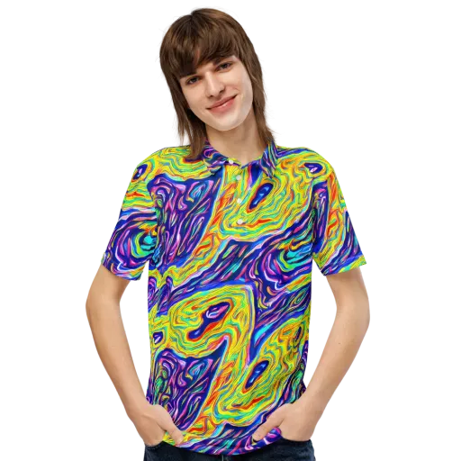 Kaleidoscope Current on a Men's Slim Fit Polo Shirt