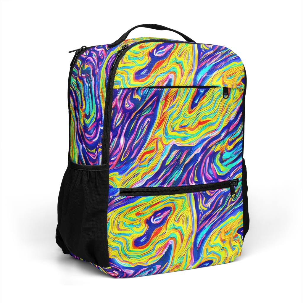 Kaleidoscope Current on Utility Backpack — Right Front