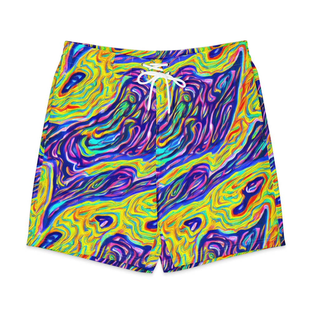 Kaleidoscope Current on Men's Board Shorts — Front